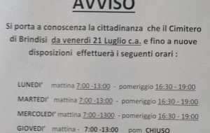 Rachiero: “dopo le critiche si torna ad aprire i cimiteri anche il pomeriggio, bene!”