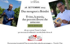 Giovedì 28 alle ore 19 a Tenute Lu Spada “Due Mesagnesi a Brindisi”