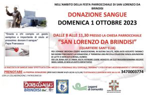 Emergenza Sangue, l’appello della parrocchia San Lorenzo da Brindisi