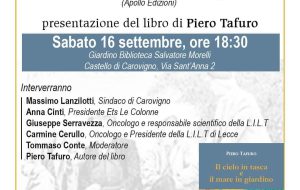 Al Castello di Carovigno Piero Tafuro presenta il romanzo “Il cielo in tasca e il mare in giardino”