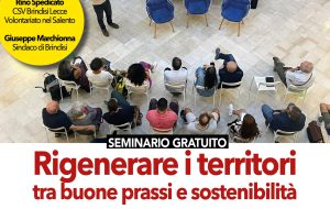 Venerdì 20 a Brindisi seminario su “Rigenerare i territori tra buone prassi e sostenibilità”