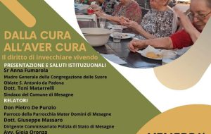 Oggi pomeriggio a Mesagne il convegno su “dalla cura all’aver cura. Il diritto di invecchiare vivendo”.