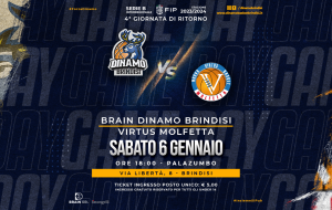 Sabato 6 gennaio la Brain Dinamo Brindisi sfida la capolista Molfetta al PalaZumbo