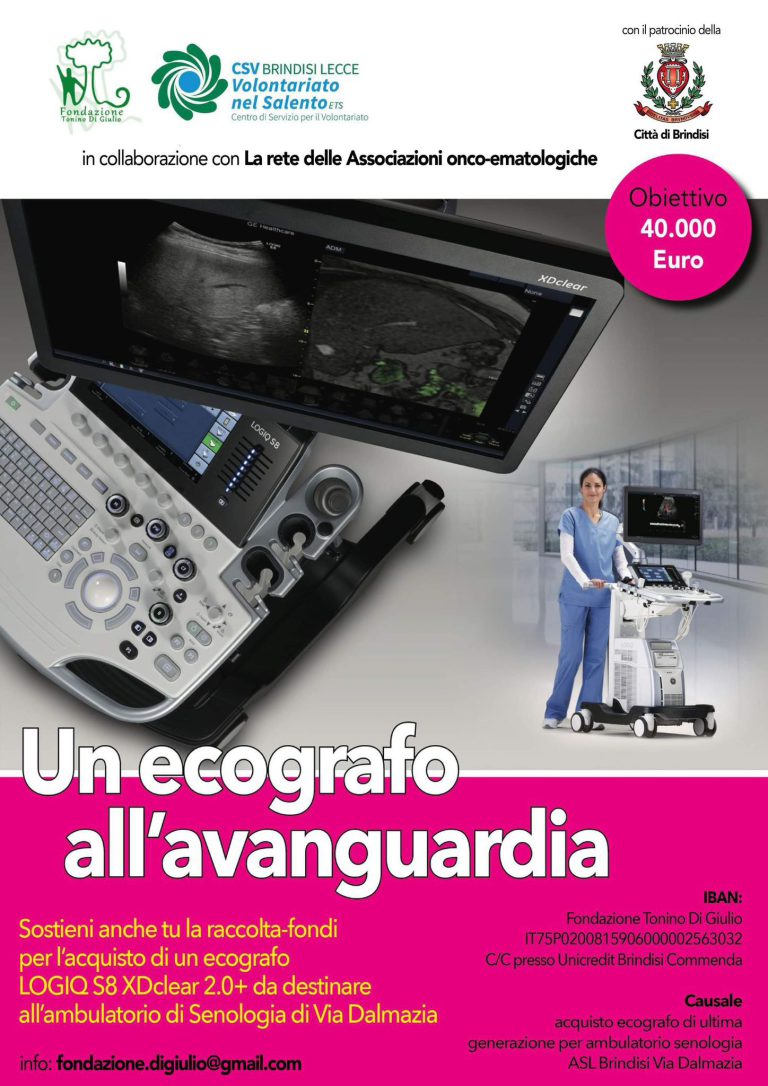 Un’ecografo all’avanguardia per il laboratorio di senologia dell’Asl Brindisi: parte la raccolta fondi