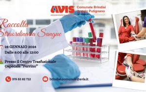Emergenza Sangue: domenica 28 raccolta straordinaria Avis al Perrino di Brindisi