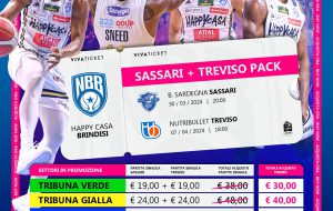 Happy Casa Brindisi chiama a raccolta i tifosi: promo pack per le gare contro Sassari e Treviso