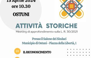 Lunedì 15 Aprile ad Ostuni meeting informativo su Attività Storiche e di Tradizione della Puglia