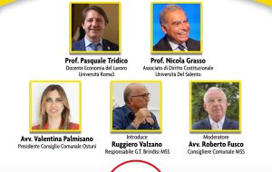 Governo dell’Economia per Combattere la Povertà: oggi a Brindisi incontro M5S con Prof. Pasquale Tridico