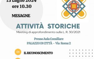 Attività Storiche e di Tradizione della Puglia: sabato 13 Meeting di approfondimento a Mesagne sulla L.R. 30/2021
