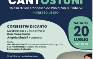 Cooperativa OSA, sabato 20 luglio al via CantOstuni: corsi estivi di canto e masterclass