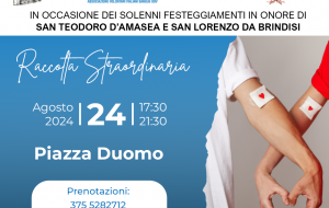 Emergenza sangue: sabato 24 Agosto raccolta straordinaria presso la Cattedrale di Brindisi