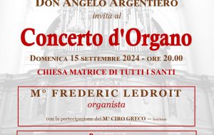 Domenica 15 settembre, concerto all’organo “Mauro-De Simone” del M° Frederic Ledroit