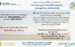 Ecipa Brindisi: posti disponibili per il corso gratuito di Tecnico per la trasformazione energetico-ambientale