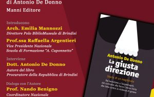 Polo Bibliomuseale di Brindisi: Venerdì 15 la presentazione del libro “La giusta direzione. Storia di un Magistrato” di Antonio De Donno.