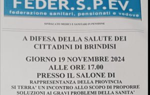 Martedì 19 a Brindisi un incontro per la tutela della salute pubblica