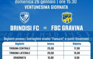 Brindisi-Gravina: disponibili i biglietti