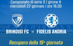 Brindisi FC – Fidelis Andria: disponibili i biglietti per il recupero del 22 Gennaio