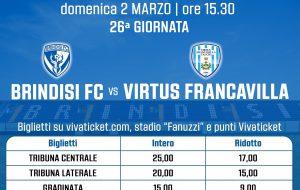 Brindisi FC – Virtus Francavilla: trasferta vietata ai tifosi ospiti