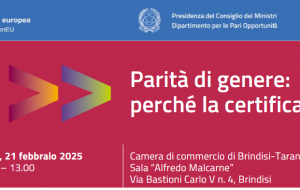 Parità di genere: perché la certificazione ?: il 21 febbraio convegno alla Camera di Commercio di Brindisi