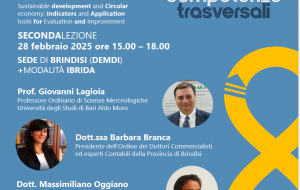 Venerdì 28 febbraio la seconda giornata di lezioni del Corso Sostenibilità e Innovazione (S.C.I.E.N.C.E) di UniBari