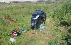 Incidente stradale sulla SS7 a Mesagne: un’auto si ribalta, intervento dei Vigili del Fuoco