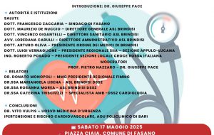 Il ruolo della medicina territoriale e ospedaliera nell’ipertensione. Il 12 maggio convegno a Fasano promosso dal Distretto sociosanitario
