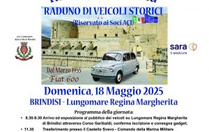Ruote nella Storia 2025: domenica 18 a Brindisi il raduno d’auto d’epoca