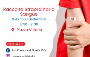 Avis: Sabato 27 settembre raccolta sangue in Piazza Vittoria