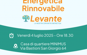 La comunità energetica CER Levante accoglie nuovi membri consumatori.  Venerdì 4 luglio alle 18.30 a Brindisi l’evento di lancio