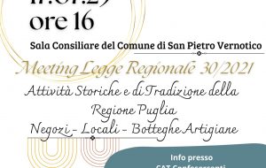 Attività storiche e di Tradizione della Regione Puglia: convegno informativo a San Pietro Vernotico