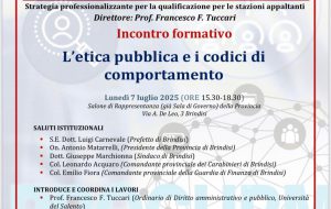 L’etica pubblica e i codici di comportamento: se ne parla lunedì 7 alla Provincia di Brindisi