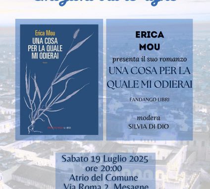 Una cosa per la quale mi odierai: nel Chiostro del Comune di Mesagne la presentazione del libro di Erica Mou