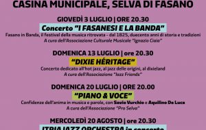 Wow! Fasano, cinque appuntamenti musicali gratuiti alla Casina Municipale a Selva