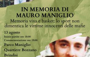 Mercoledì 13 agosto Libera organizza un’iniziativa di memoria e sport nel ricordo di Mauro Maniglio