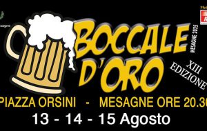 Boccale d’oro: a Mesagne dal 13 al 15 agosto musica, sapori e solidarietà
