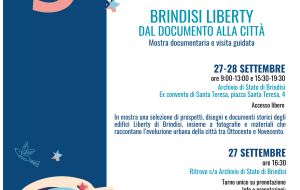 Giornate Europee del Patrimonio: all’Archivio di Stato “Brindisi Liberty. Dal documento alla città”