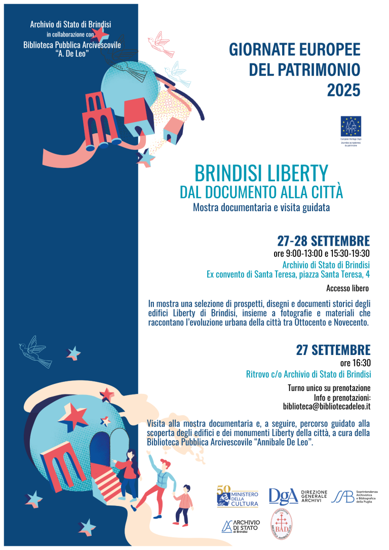 Giornate Europee del Patrimonio: all’Archivio di Stato “Brindisi Liberty. Dal documento alla città”