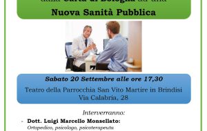 Sabato 20 a Brindisi incontro su “La Medicina che vogliamo. Dalla Carta di Bologna a una nuova Sanità Pubblica”