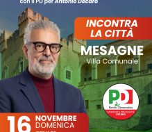Toni Matarrelli incontra la città: domenica 16 novembre l’iniziativa in villa a Mesagne