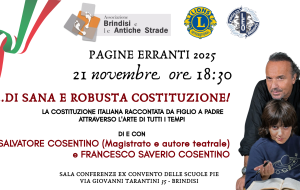 Pagine Erranti: 21 novembre spettacolo “…di sana e robusta Costituzione!” di e con Salvatore Cosentino e Francesco Saverio Cosentino