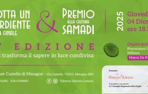 Giovedì 4 a Mesagne il XV° Premio alla Cultura “Samadi” e la finale della XV edizione di Adotta un Esordiente
