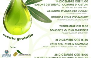 OIio in città a Ostuni: domenica 14 dicembre la prima seduta di assaggi guidati