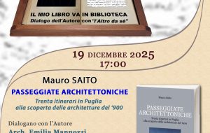Mauro Saito presenta al Museo Ribezzo il libro “Passeggiate architettoniche. Trenta itinerari in Puglia alla scoperta delle architetture del ’900”