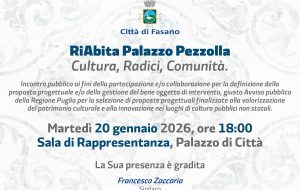 RiAbita Palazzo Pezzolla – Cultura, Radici, Comunità: il Comune di Fasano avvia il percorso partecipativo 09:38
