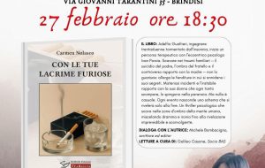 “Con le tue lacrime furiose”: all’ex Convento Scuole Pie il thriller psicologico di Carmen Nolasco