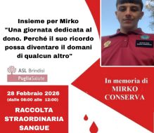 Brindisi ricorda Mirko Conserva: una giornata di donazione sangue nel mese del suo compleanno