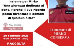 Brindisi ricorda Mirko Conserva: una giornata di donazione sangue nel mese del suo compleanno