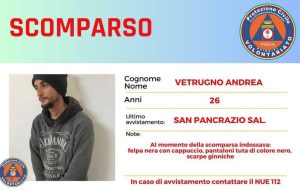 Proseguono le ricerche del 26enne scomparso a San Pancrazio Salentino