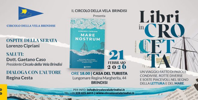 Circolo della Vela – Rassegna “Libri in crocetta”: sabato appuntamento con Lorenzo Cipriani, autore del libro “Mare Nostrum”
