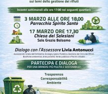 Confronto con i cittadini sulla gestione dei rifiuti urbani: domani incontro nella parrocchia dei Salesiani